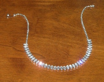 Weiss Rhinestone Necklace/Weiss Clear Rhinestone Necklace/Vintage Weiss Rhinestone Necklace, Weiss Marquise Necklace/Weiss Rhinestone Choker