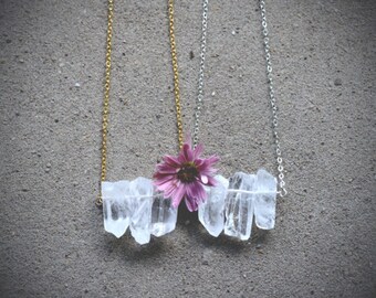 Raw Quartz Necklace // Healing Crystal Necklace // Natural Stone Necklace // Clear Quartz Crystal Point Necklace // Raw Crystal Jewelry