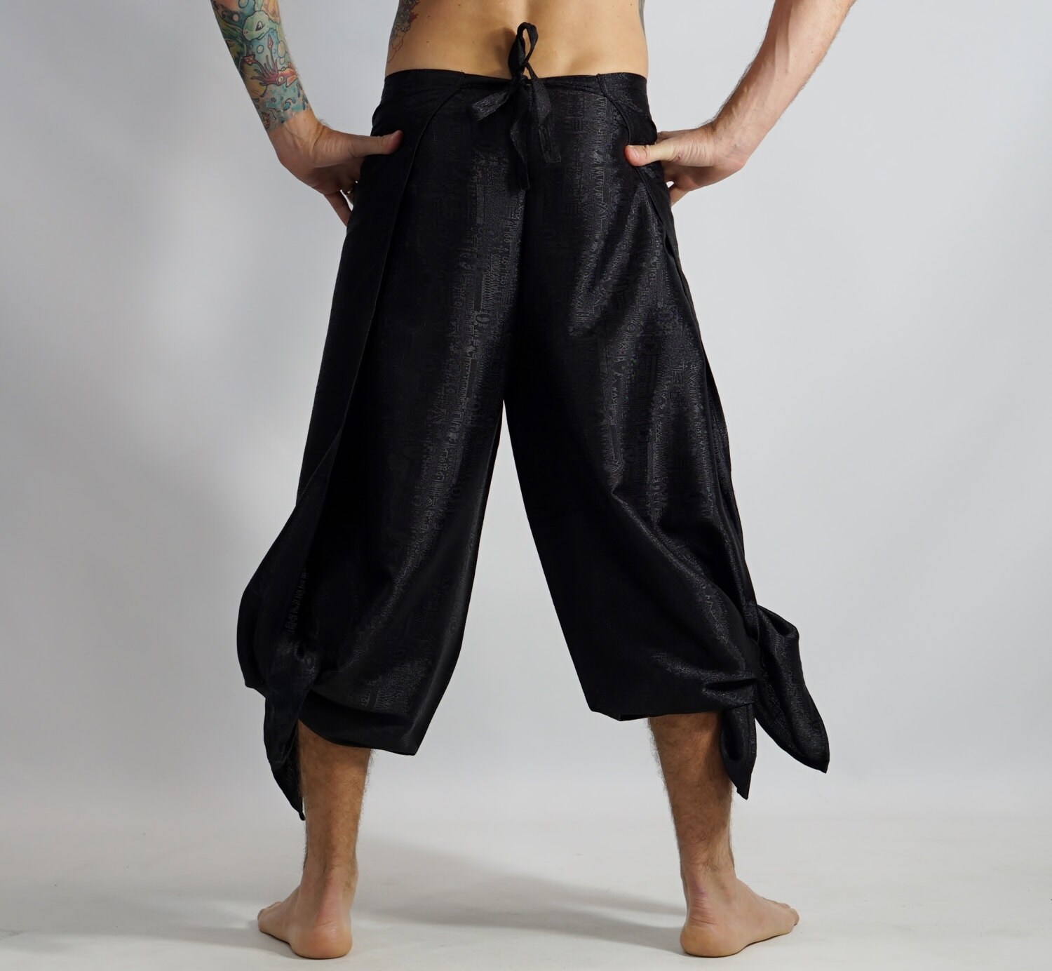 SILK WRAP PANTS Black Aladdin Pants Yoga Pants by zootzugarb