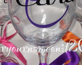 Two personalized wine Glasses, custom wine glasses, monogrammed glasses perfect for many occasions, wedding anniversary or birthdays