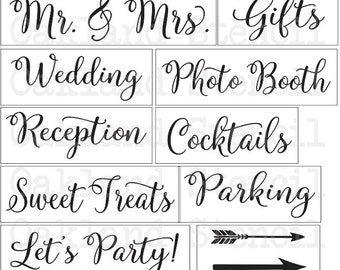 Wedding STENCIL Set****Buy one, 5 or all 10** for Painting Signs Wood Fabric Canvas Anniversary Welcome Airbrush Crafts Walls Gifts