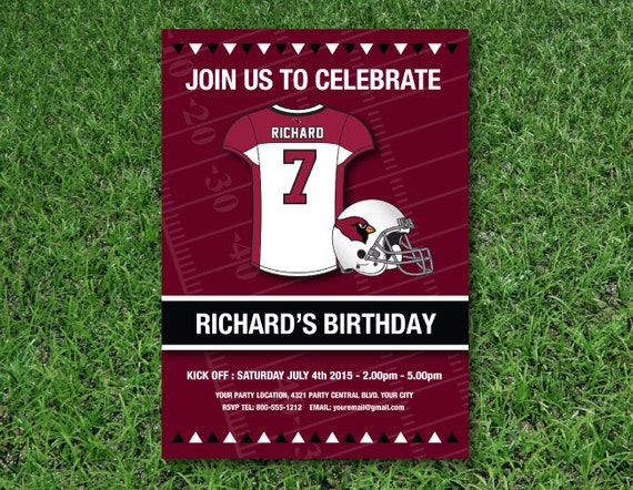 Items similar to Arizona Cardinals Birthday Invitation NFL Digital JPG ...