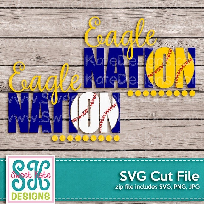 Eagle Nation SVG Knockout Baseball Softball by SKDSweetKateDesigns