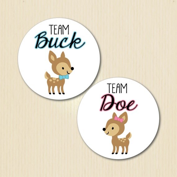 Deer Gender Reveal Party Stickers Buck or Doe Woodland Baby