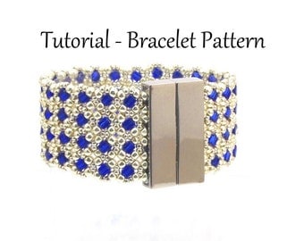 Beading Tutorial Stained Glass Window Bracelet, Beading pattern with Cube Beads, 8/0's, and 11/0's - Right Angle Weave Bracelet Pattern, PDF