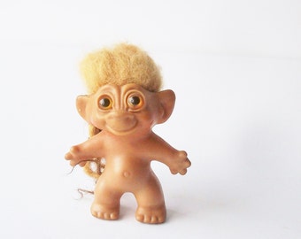 Vintage Troll Doll from the 1960's / Original small Troll very early/ Hairdo as found