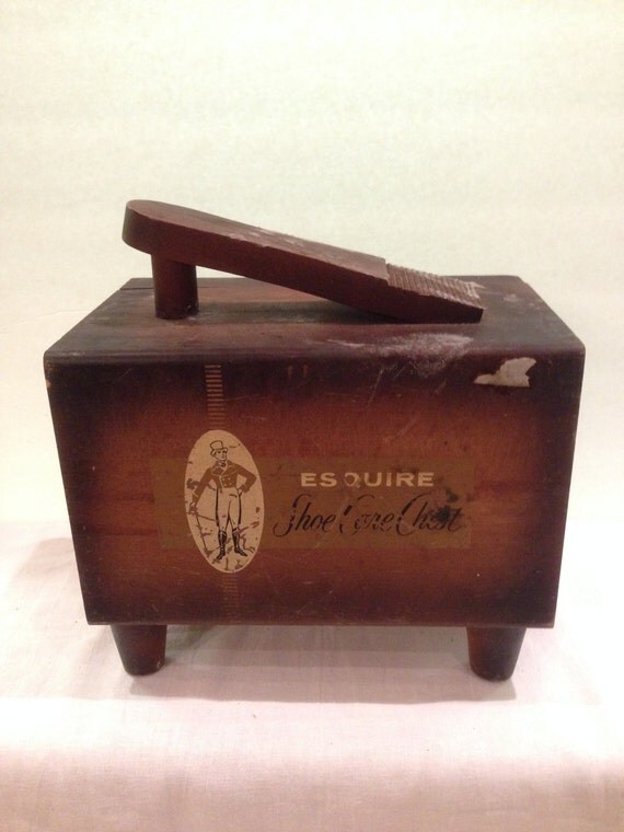 Esquire Shoe Care Chest Antique Wooden Kit Horse Hair Esquire Shoe Care Chest Antique Wooden Kit Horse Hair