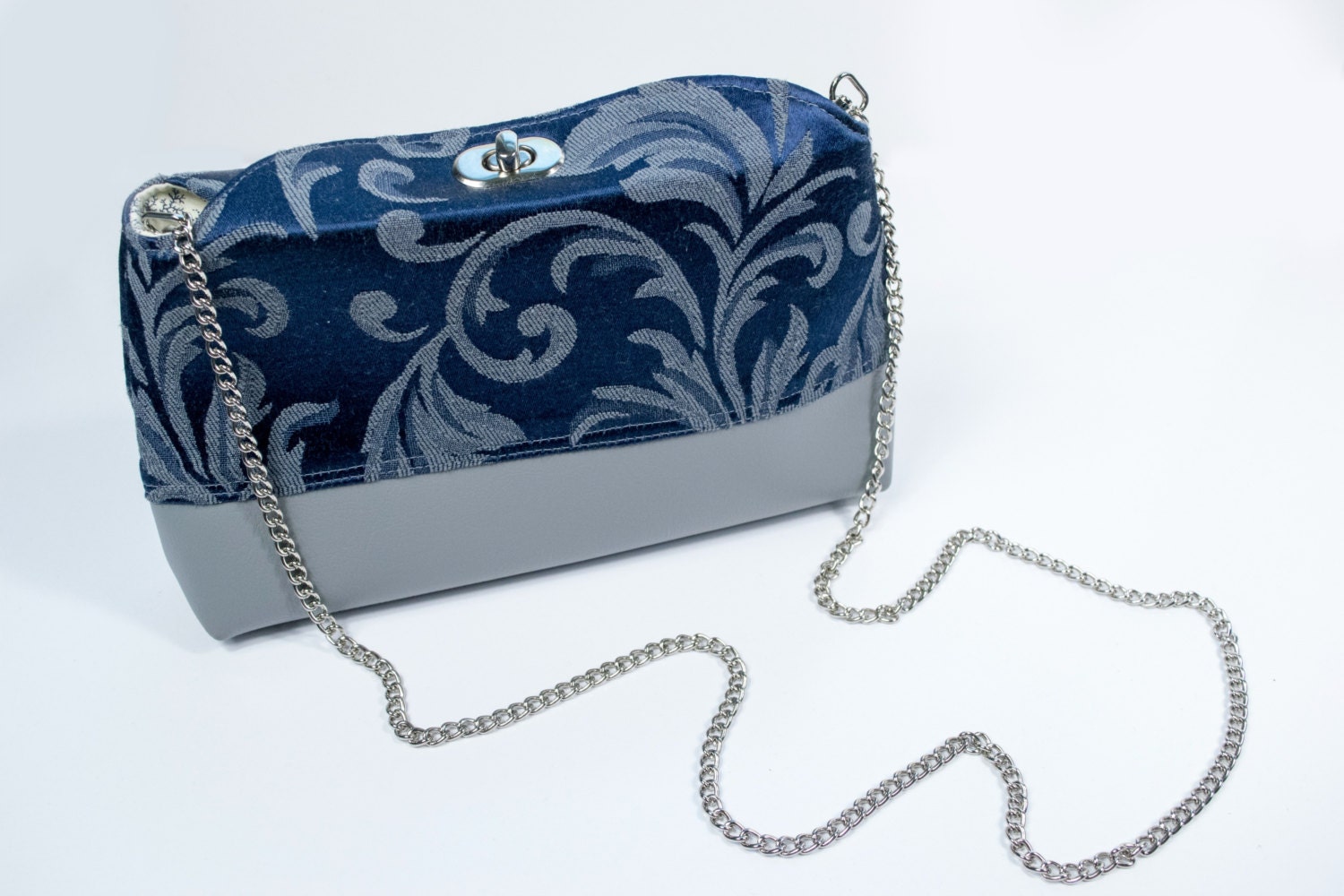 blue and silver bag