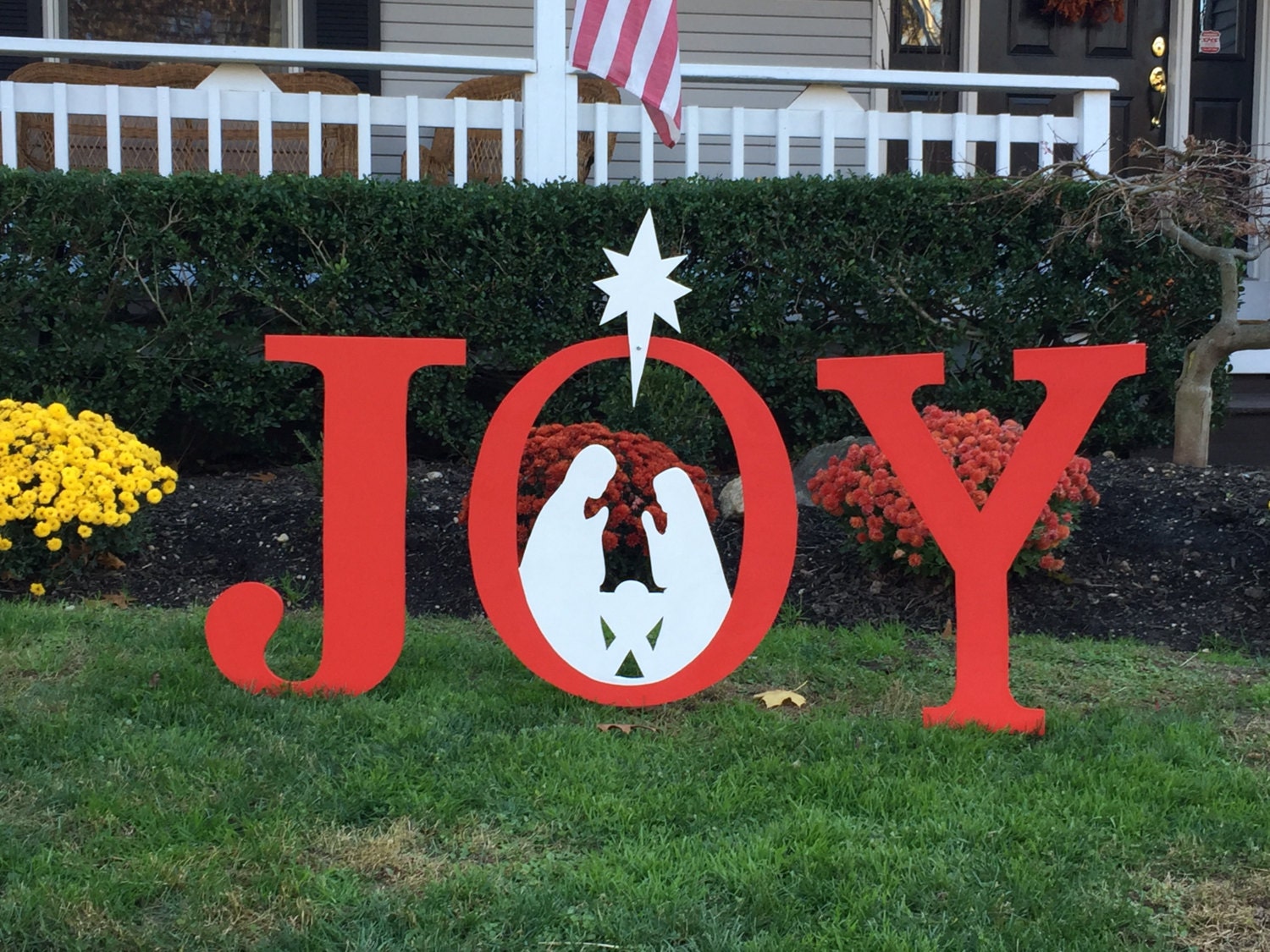 JOY Christmas Outdoor Wood Lawn Decoration