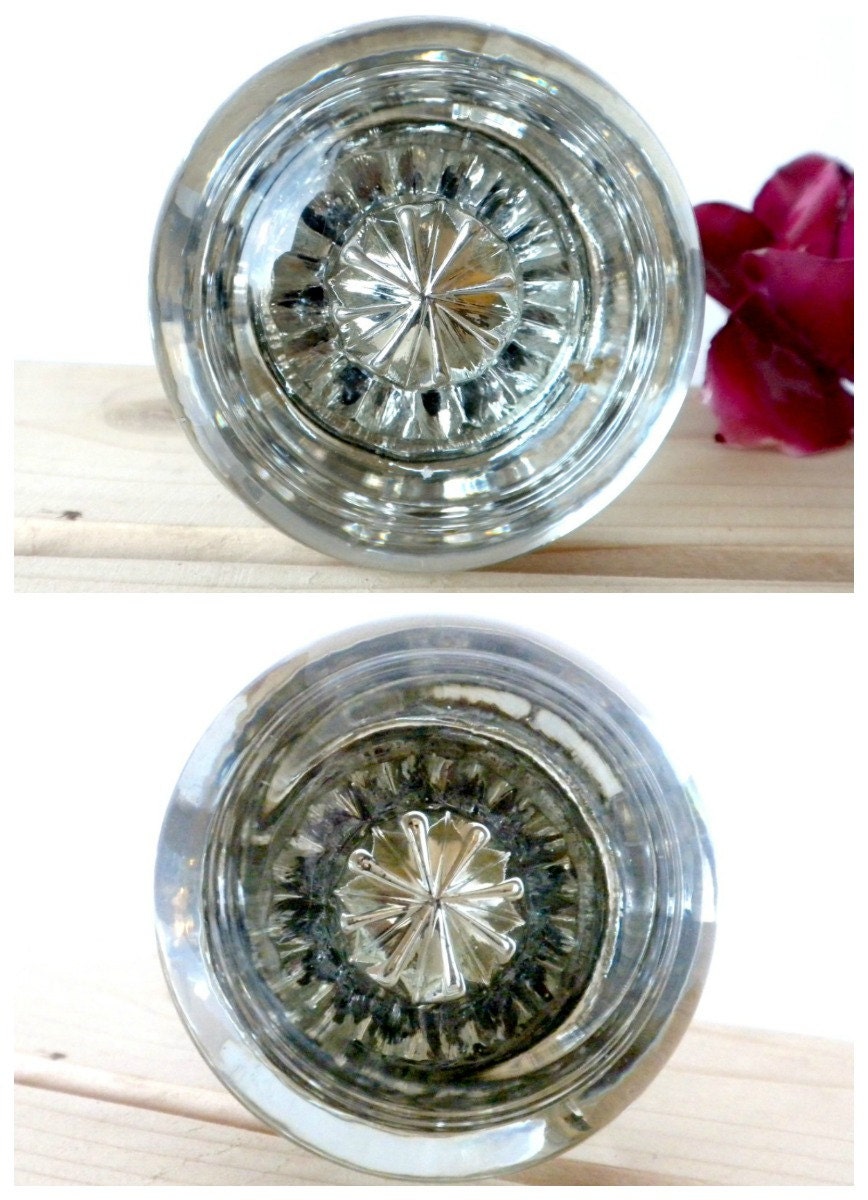 Mercury Glass Door Knobs Round Deco Clear by BunnyFindsVintage