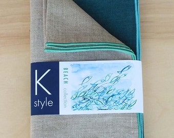 Linen Napkins, 28 Hem Colors Available, Cloth Napkins, Natural Linen Dinner Napkins, Beach Napkins, Organic Napkins, Set of 4, 20"