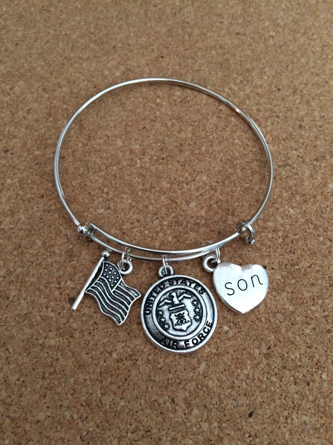 MILITARY-SON Charm Bracelet Silver-Plated Bangle Choose