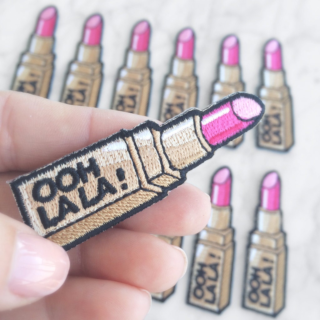 Lipstick Patch Iron On Embroidered Applique Ooh La La 5177