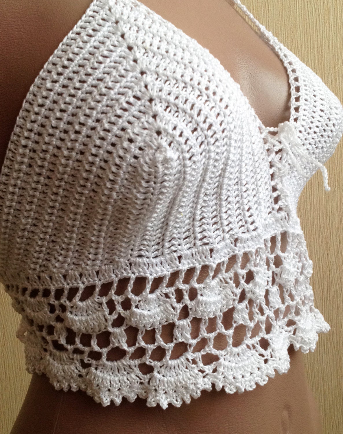 White Crochet Halter top/ Beach crochet top/ Bohemian tops/