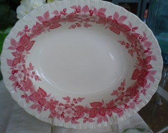 Red Transferware, Wedgwood, BRAMBLE, Serving Bowl, Ironstone, Shabby Chic, Bridal, English
