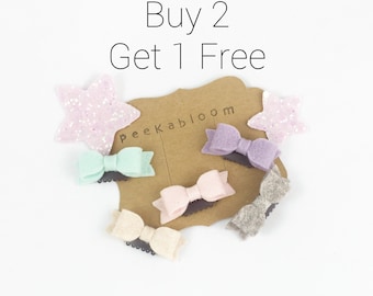 Wool Felt Petite Mini No Hair Hair Clip - Baby Hair Clip - No Hair Hair Clip - Peekabloom