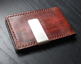 Mens Leather Wallet, Minimalist Wallet, Money Clip,Perfect gift for him,front pocket wallet, groomsmen gift,Birthday gift,Wallet / VD 048