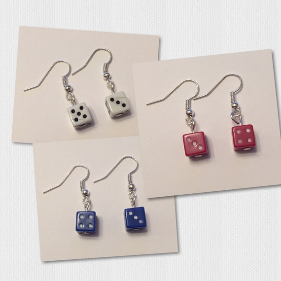 Dice dangle earrings lucky dice earrings drop by DianaSianCrafts