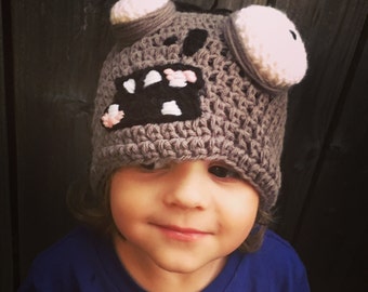 Plants vs. Zombies Inspired Zombie Character Beanie Hat. Great Halloween Costume!! Can Be Created In Various Sizes Toddler to Adult.