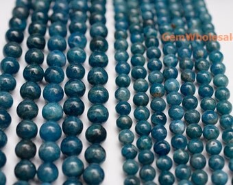 15.5" 6mm/8mm A grade natural apatite stone round beads,dark blue gemstone,semi precious stone,High quality stone beads