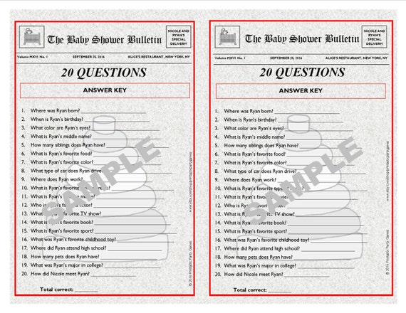 20 Questions Newspaper-Themed Printable Party Game Who Knows