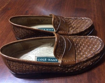 Vintage Cole Haan Leather Woven Loafers Womens Size 6 Shoes Leather Shoes Leather Loafers Cole Haan Loafers Womens Cole Haan Shoes Slip Ons