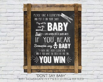 Dont say baby game (INSTANT DOWNLOAD) - Dont say baby - baby shower games - Baby shower activities - High Resolution Digital Printable File