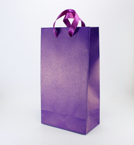 50 Paper Gift Bags w/ Handles Purple Gift Bags SMALL