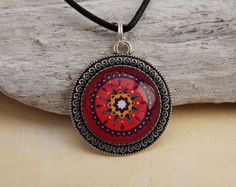 Spiritual chain, chain Indian, Indian jewelry, charm, boho jewelry, ethnic jewelry, mandala necklace, red, Indian pattern