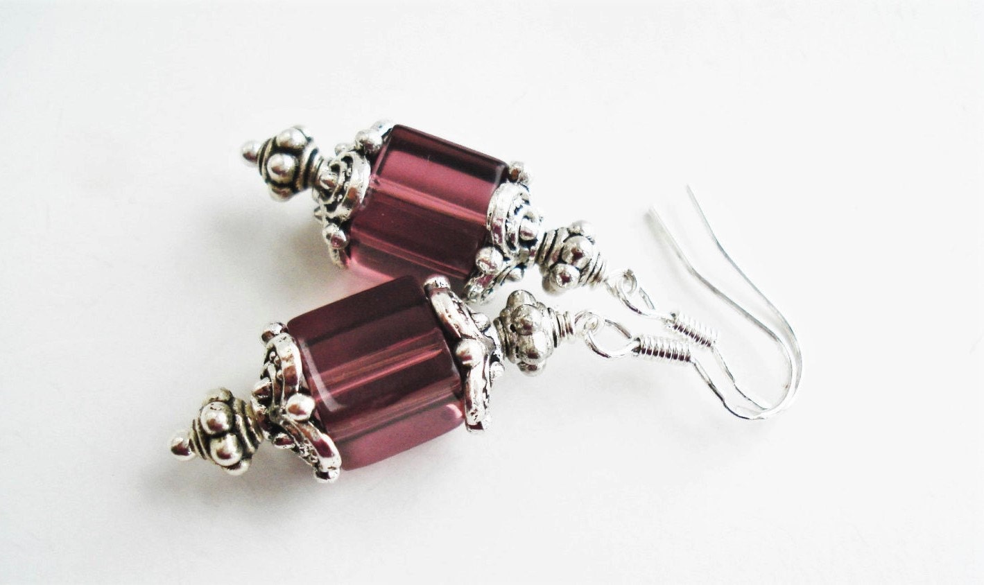 Sterling Silver Burgundy Earrings Burgundy by BeadPassionbyAB