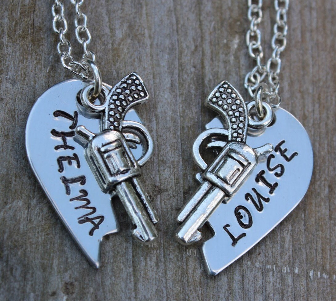 Thelma & Louise Set of 2 Stamped Metal Friendship Necklaces