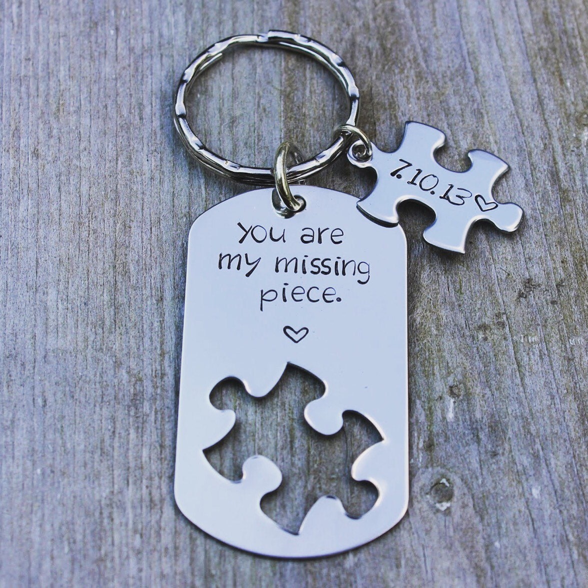 Personalized Custom Stamped You are my missing piece Key Chain