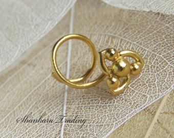 Gold Plated Nose Stud, Ornate Nose Stud, Nose Jewelry, Corkscrew Nose Stud, Indian Nose Ring, Ethnic Nose Stud, Tribal Nose Pin
