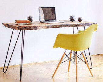 Reclaimed Wood Furniture, Live Edge Slab Coffee Table, Modern Furniture, Rustic Wood Table, Walnut Desk, Steel and Wood Table, Walnut Table
