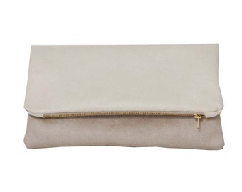 Suede faux clutch