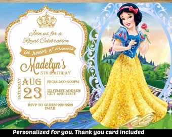 SUMMER SPECIAL- Snow white Birthday Invitation,Snow white Invitation,Snow white Invite,Birthday Invitation,Snow white, Princess