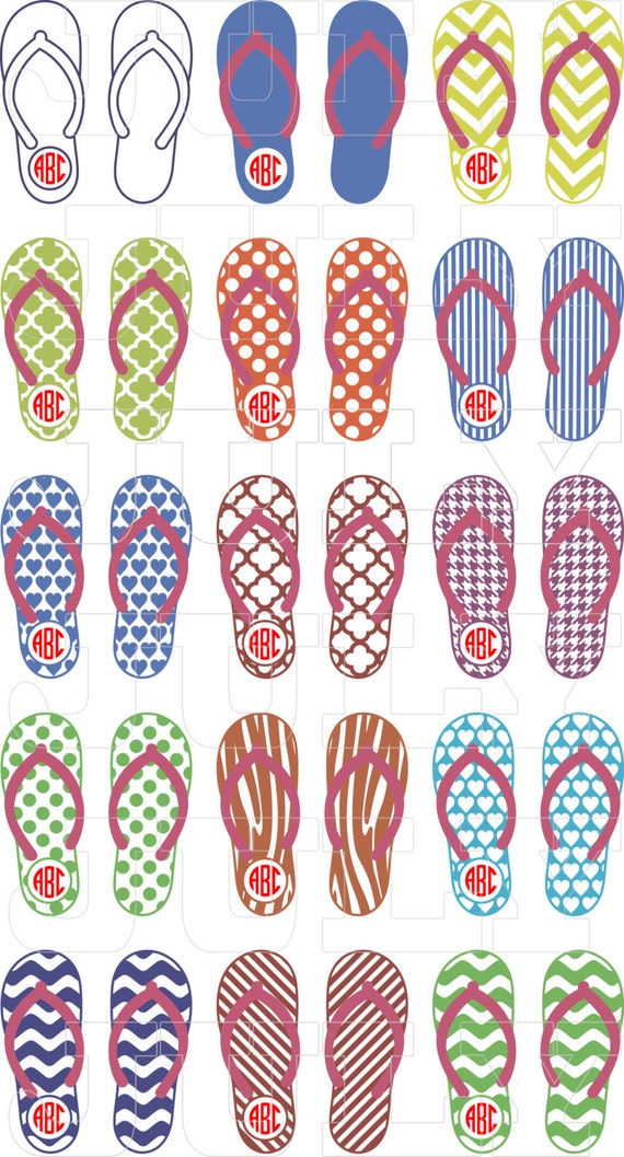 Download Flip Flop Monogram svg svg dxf ai eps png Summer Flip Flops