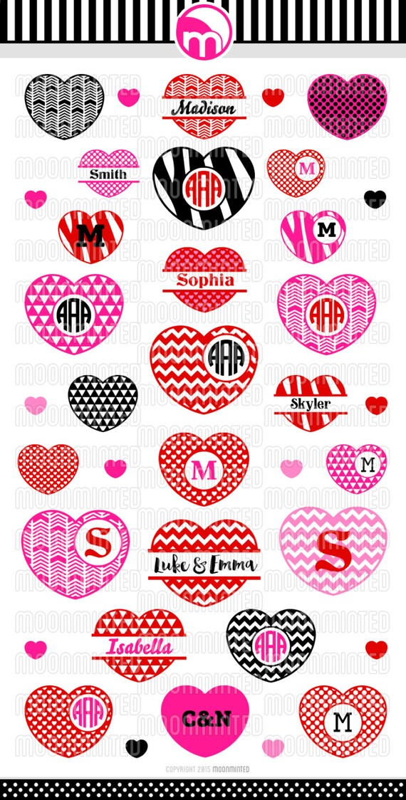 Download Valentine's Day Hearts 2 SVG Cut Files Monogram Frames