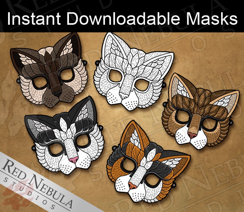 Printable Cat Masks Kitty Paper Party Mask Children's