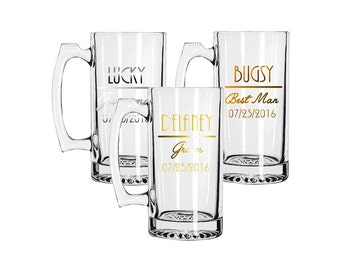 Beer Mug, Groomsmen Gift, Groomsmen Mug, Groomsmen Glasses, Mobster Style Mug, Custom Groomsmen Gift, Groomsman Gift, Personalized Wedding