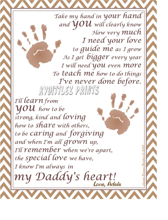 Items similar to Digital You Print Take My Hand Daddy© Poem 8 x 10 ...