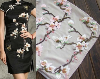 1pc Cream Magnolia Flower Applique Collar Cotton White Altered Clothing Sewing Wedding