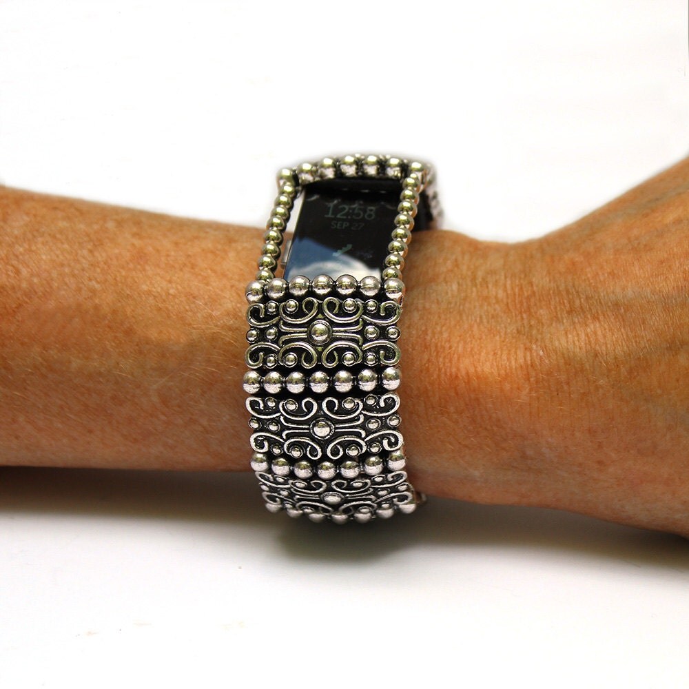 FitBit Charge 2 Band Cover Bracelet: Antique Silver