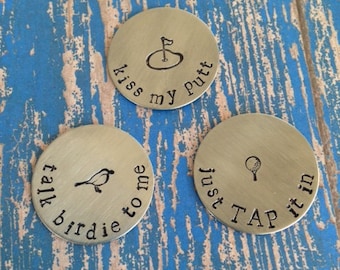 Set of 3 Personalized Magnetic Golf Ball Markers - Engraved - Dad - Daddy - Papa - Grandpa - Wedding - Boyfriend Gift - Father's Day - Groom