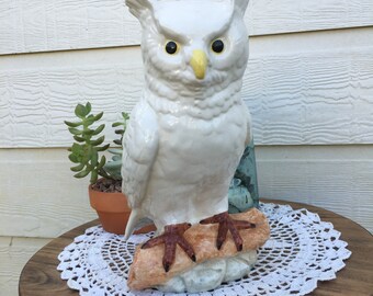 Vintage Ceramic White Owl Statue