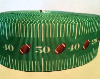 Football 1.5 Inch Grosgrain Ribbon for Hairbows, crafting, scrapbooking and more! Football craft supply- Football Field Ribbon
