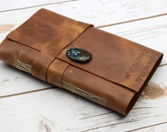 Leather Bound Journal - Sketchbook - Personalized Travel Journal - Writing Notebook - Custom Monogram Gift - engraved gifts - Art Journal