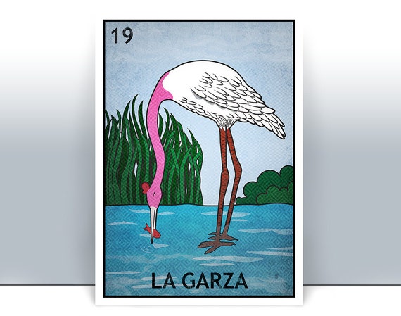 La Garza Loteria Card The Heron Lottery Art Print Poster