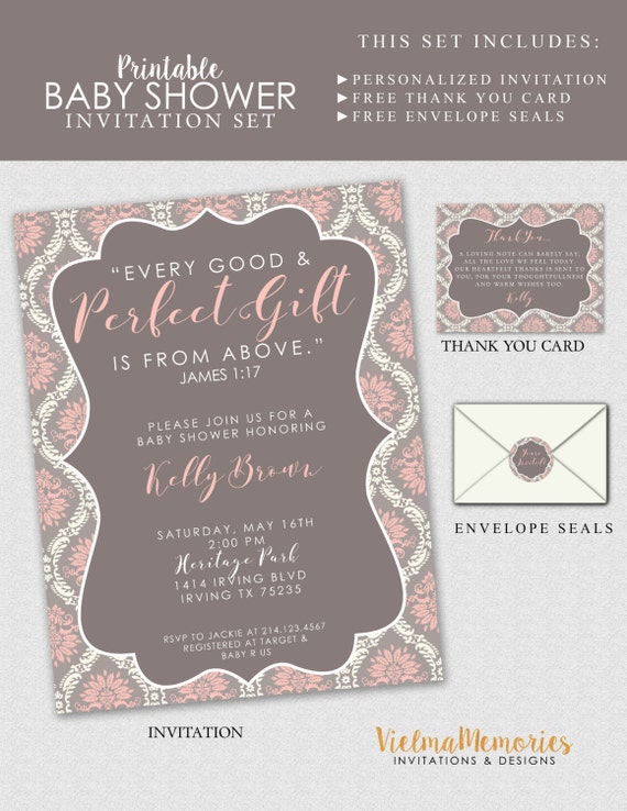 James 1:17 Invitation Baby Shower Invitation by VielmaMemories