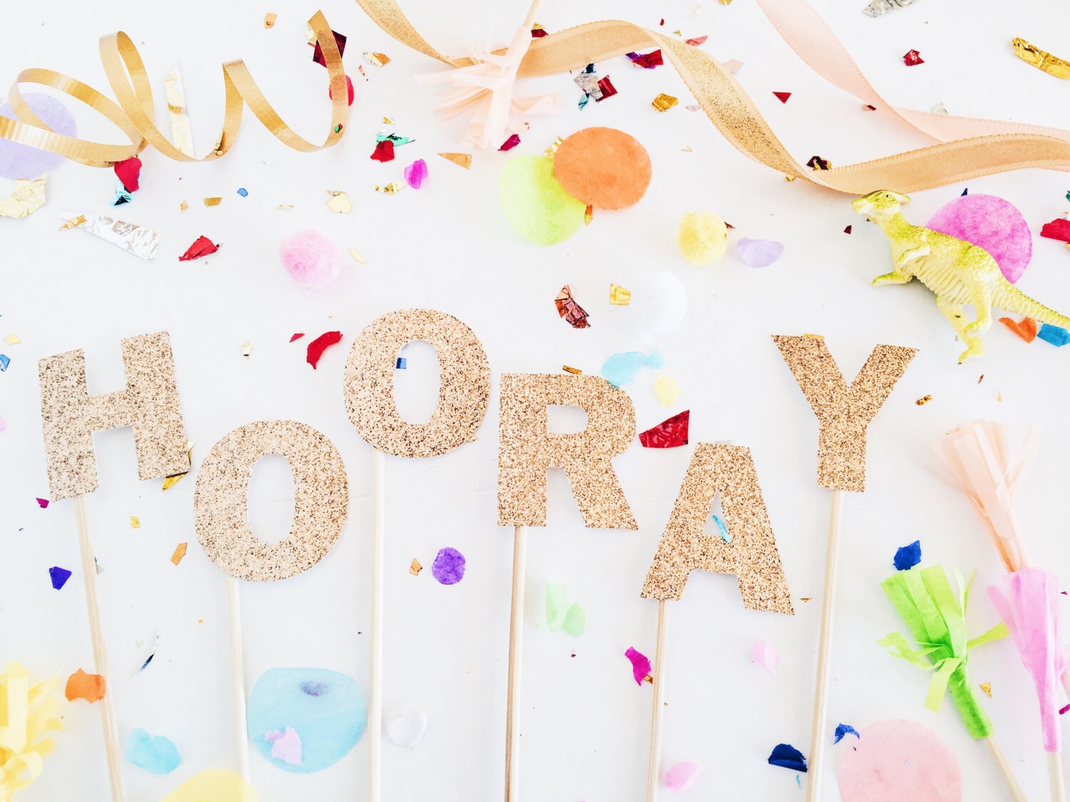 HOORAY gold glitter letter cake toppers sparkly cake decor